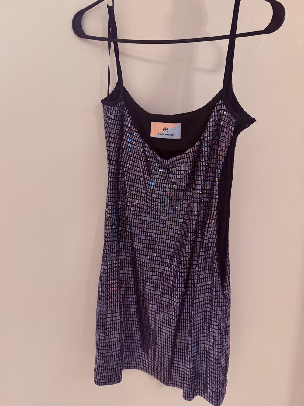 Chiara Ferragni Black Iridescent Sequin Mini Dress